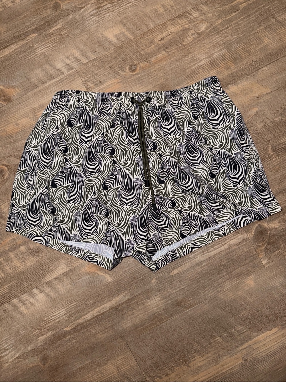Zara Black & White Swirl Swim Trunks